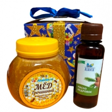 Подарочный набор мед 700 г+кедровое масло PD105